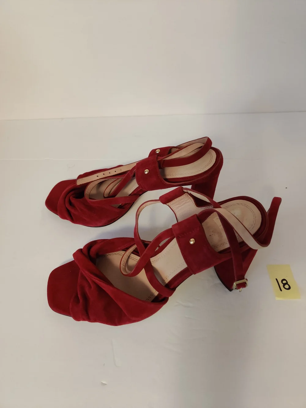 AD & Daughters Red Suede Knot Front Strappy Sandals 7.5